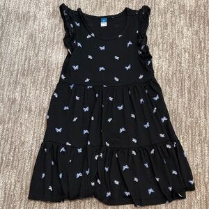 Old Navy Black Dress with Blue Butterfly Pattern